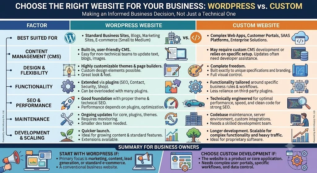 Custom Website vs WordPress Website